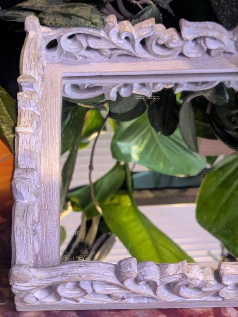 Mirror Tray With Ornate Wooden Detail